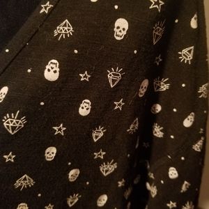 Torrid Black V Neck with Skulls and Diamonds